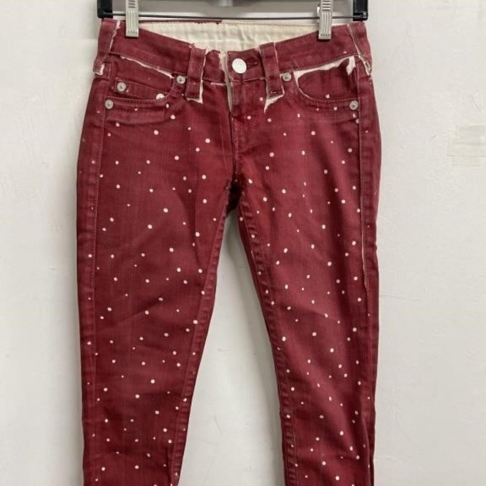 True Religion Maroon Red Embellished Jeans Vintage